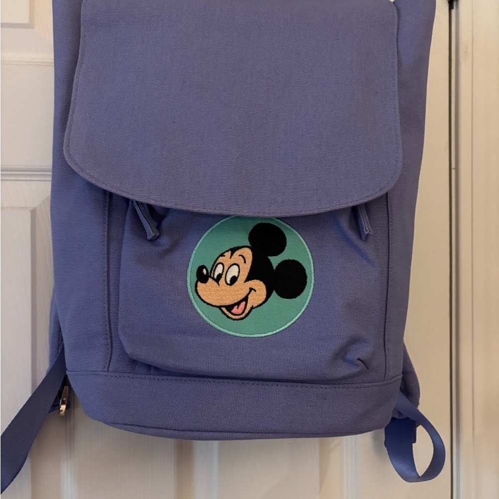 Purple Backpack With Mickey Mouse Patch - image 1